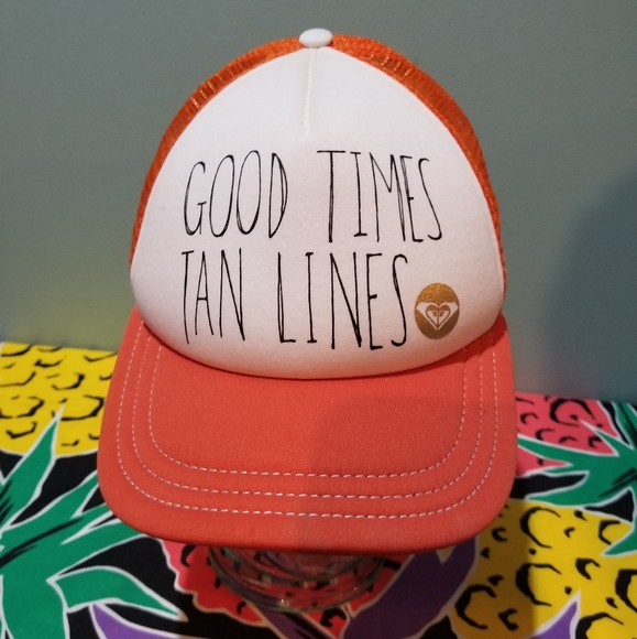 Roxy Accessories - Roxy good times tan lines orange white trucker hat
